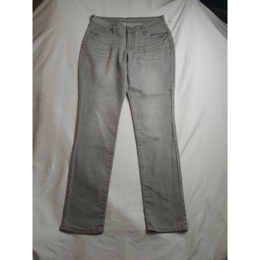 Old Navy Straight Jeans Womens Size 8P Gray Denim Curvy Mid Rise Stretch Classic